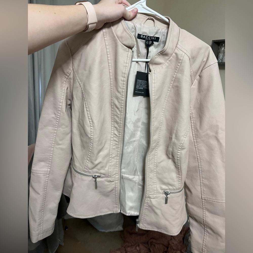 Baccini pink leather jacket size large